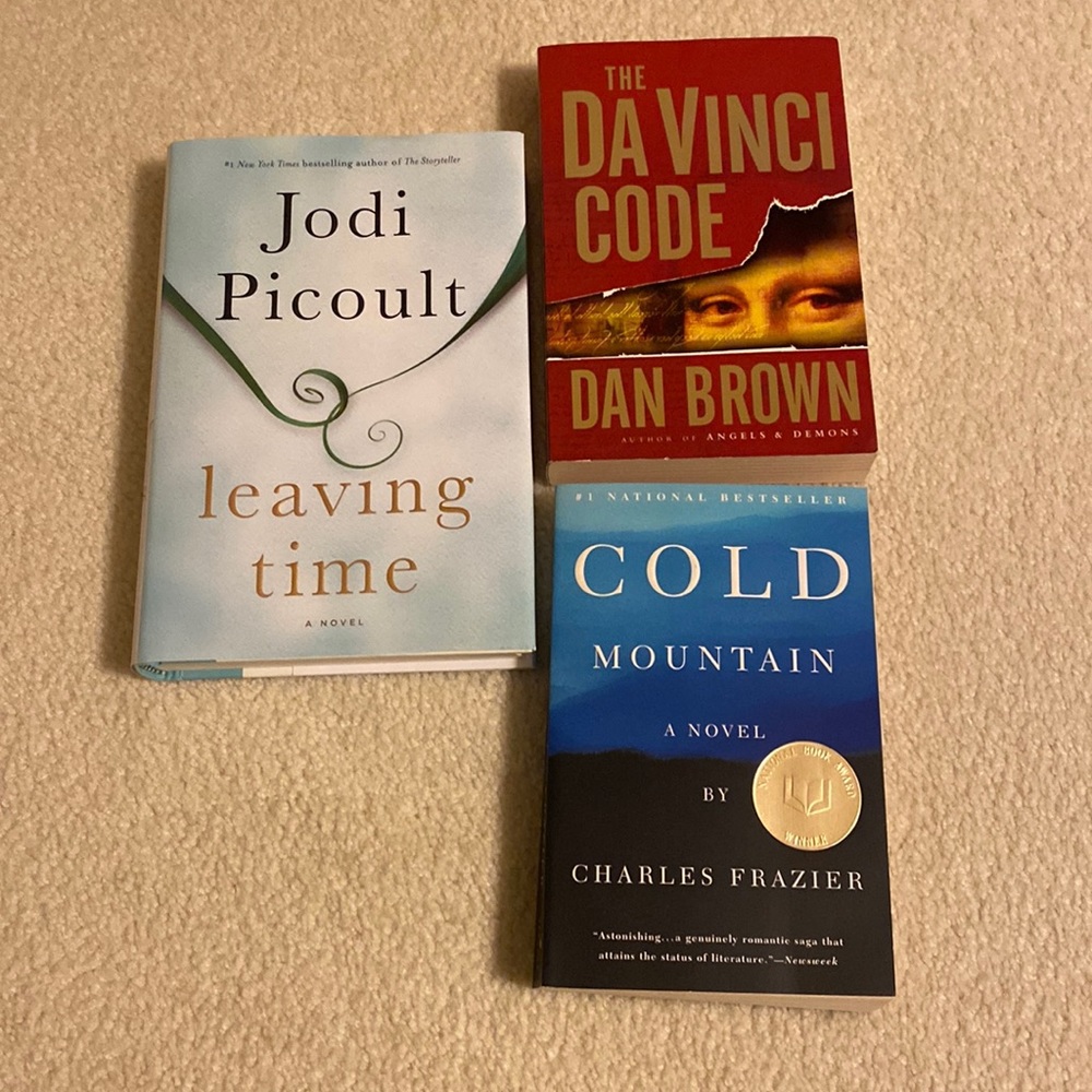 Lot of 3 books - Leaving Time, The Da Vinci Code, Cold Mountain